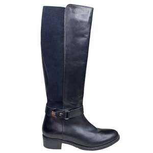 Aquatalia Women's Black Leather 2 Tone Riding Boots Size 5.5